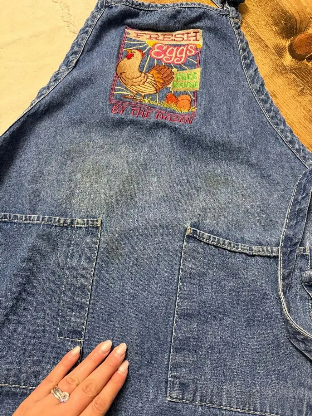 Fresh Eggs Free Range Denim Apron Kitchen